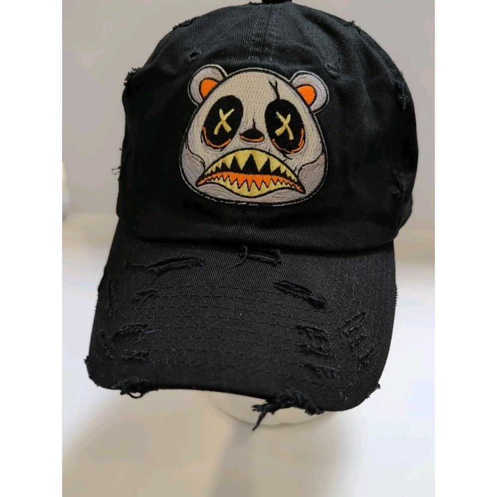 Crazy Baws Angry Black Strapback Distressed Baseball Hat